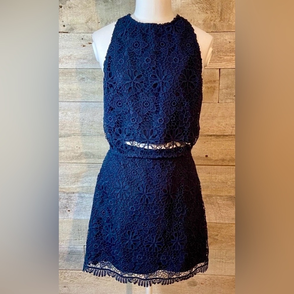 HOLLISTER Navy Lace Top and Skirt Set